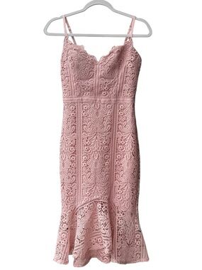 Guess Pink Lace Spaghetti-Strap Dress Size 0